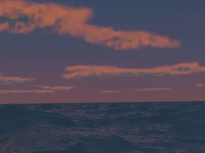 Seascape witht volumic clouds and dynamic sun Free 3D model