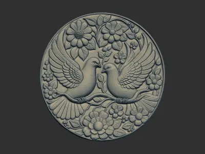 two dove walldecor cnc model 3D print model