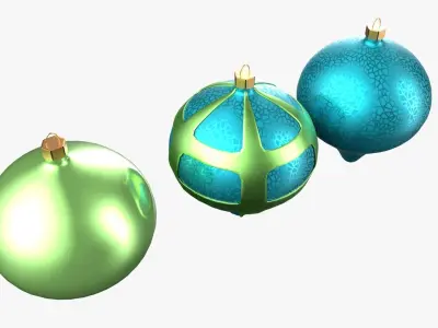 Christmas Tree Ornament Set8 - Turquoise Green  Low-poly 3D model