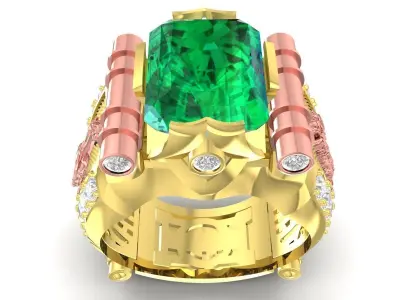 Luxury Emerald Statement Ring for Men 3308 3D print model