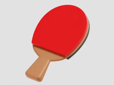 Table Tennis Racket and Ball Low-poly 3D model