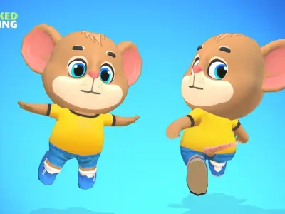 Mouse Rat Rodent Brown Animated Rigged Low-poly 3D model
