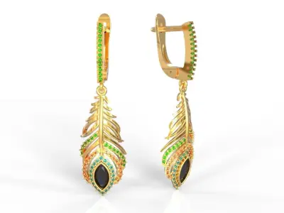 Feather earrings two sizes 3D print model
