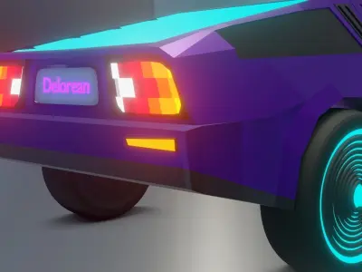 Delorean Low-poly Sci-fi game ready Low-poly 3D model