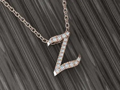 Jewelry Alphabet Pendant Z 3D print model