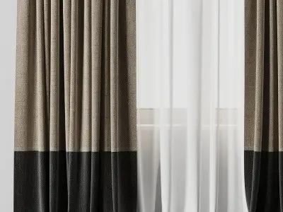 curtain with rod 01 Low-poly 3D model