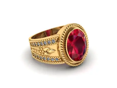 LUXURY PRECIOUS RUBY RING 3D PRINTABLE MODEL 3D print model