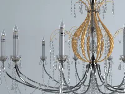 Chandelier with crystals hanging from it 3D model