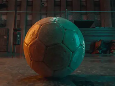 Photorealistic Old Soccer Ball Low-poly 3D model