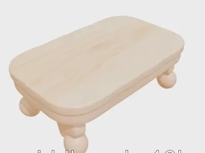 Clay Coffee Table Rounded Legs Model for Living Room Low-poly 3D model