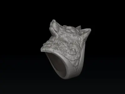 Wolf Head Ring 3D print model