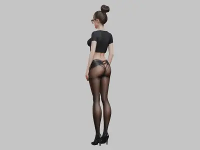 Photorealistic hot girl Low-poly 3D model