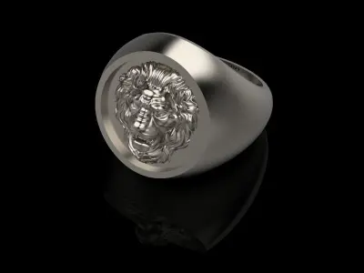 Ring design with lion 3dm stl 3D print model 3D print model
