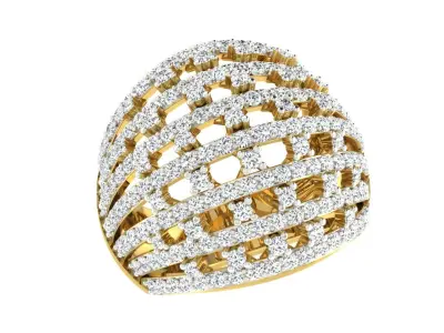 Light Weight Yellow Gold Diamond Ring  -DDS RN 217 3D print model