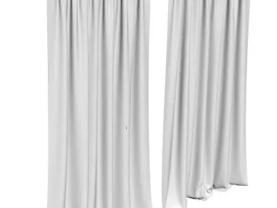 Gold colored window curtains 3D model