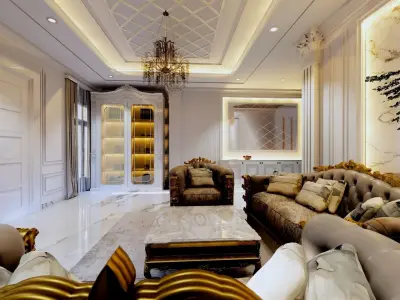 Interior 3d Luxury Design Guest Room  3D model