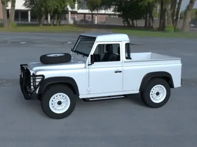Land Rover Defender 90 Pick Up w interior HDRI 3D model
