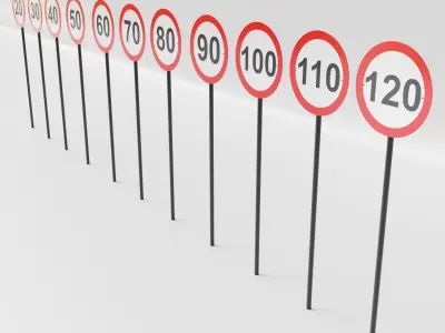 Road Sign - Speed Limit Pack - Universal 004 Low-poly 3D model