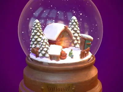  Snowglobe Christmas Low-poly 3D model