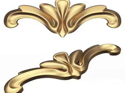 Carved Door Handle Decor 03 Low-poly 3D model