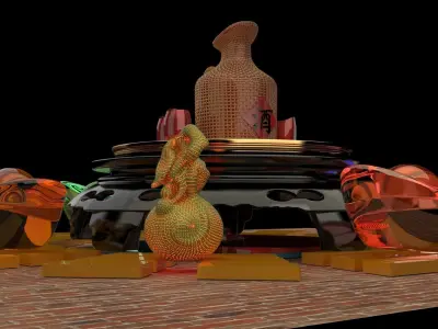 Chinese gold Ingot  3D model