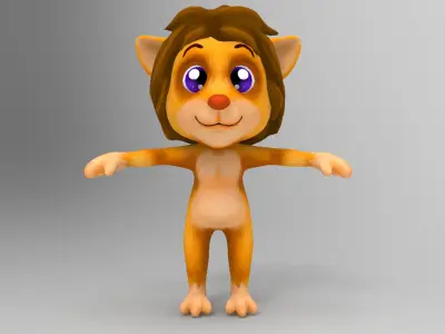 Lion Cartoon Low-poly 3D model