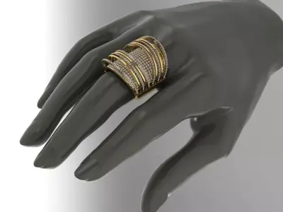 Luxury female ring with a lot of Gems 3D print model