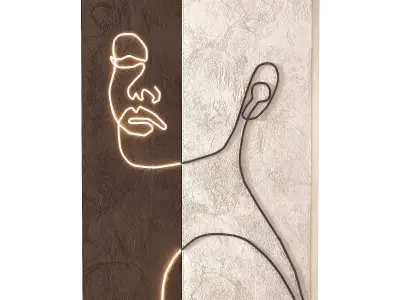 Wall Art Abstract Face Line LED Light Low-poly 3D model