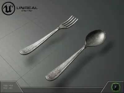 Spoon-Fork fork and spoon in unreal engine Free low-poly 3D model