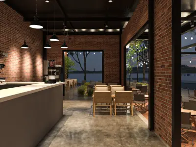  Brick coffee shop 3D model