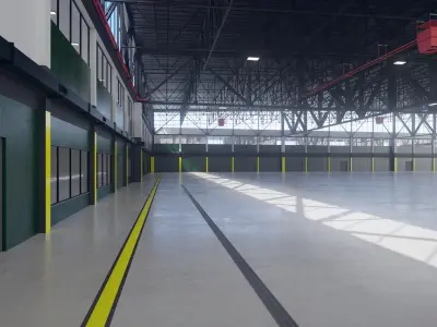 Airplane Hangar Interior 12 Low-poly 3D model