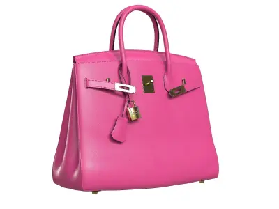 Hermes Birkin Bag Pink Leather Low-poly 3D model