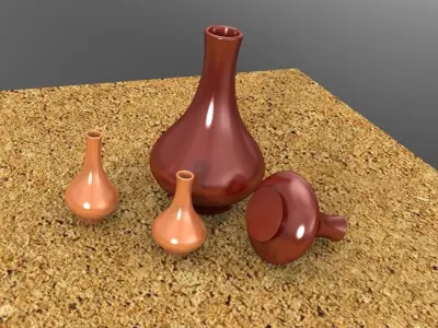 Pottery three glass vases Free 3D model