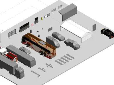 Mix 3D Stuff for Bus Terminal -12 Low-poly 3D model