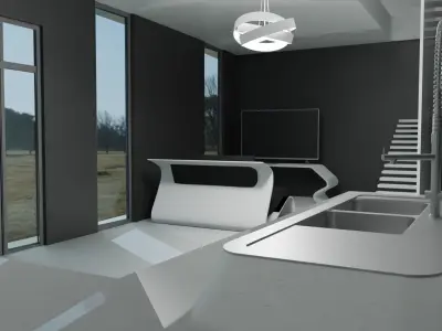 modern house with interior Free 3D model