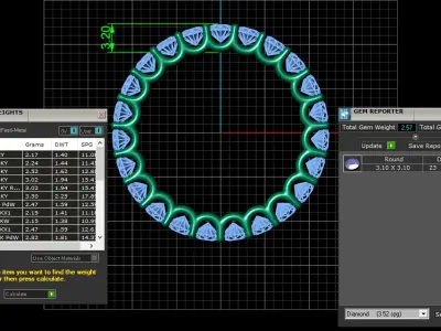 U Shaped Eternity Ring 3 point 1 mm stone size swiss 17 and EU57 3D print model