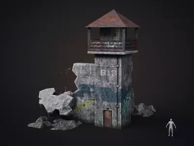 Prison tower Low-poly 3D model