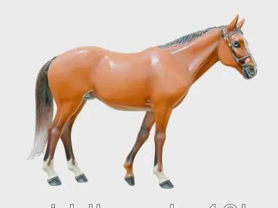 Bay Quarter Horse 3D Model with Earthy Tones Low-poly 3D model