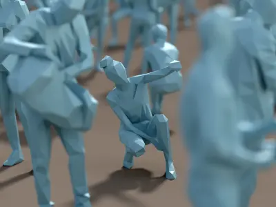 Paper People Low-poly 3D model