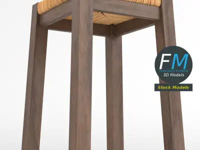 Wooden stool 2 3D model