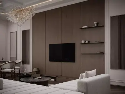 Living Room Neoclassic Low-poly 3D model