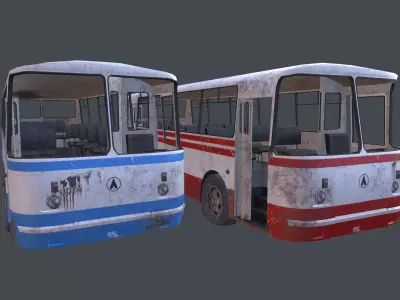 Old Rusty Bus Low-poly 3D model