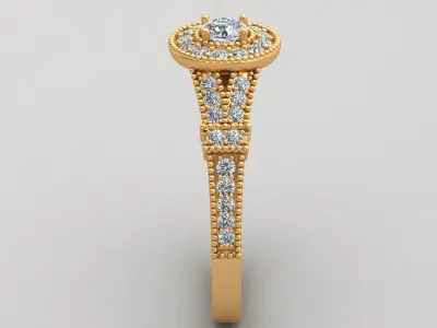 Engagement Pattern Diamond Gold Ring 3D print model