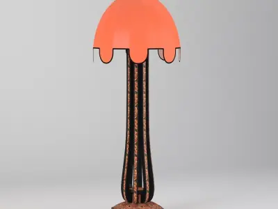 Art Deco Amsterdam School Batik Decoration Wooden Floor Lamp 3D model