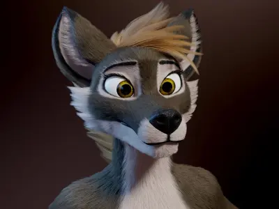 Amethysta Anthro Wolf 3D model