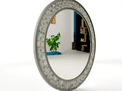 Round Mirror  Stainless Steel Frame Low-poly 3D model
