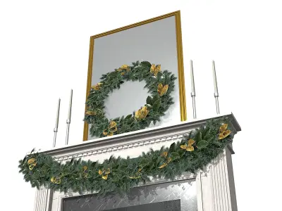 Christmas Firestone Mantel Low-poly 3D model