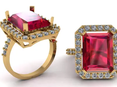 RUBY DIAMOND RING 3D PRINTABLE MODEL  3D print model