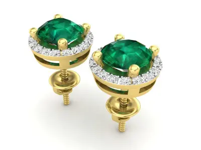 AV 601 Diamond Halo Earrings 3D print model