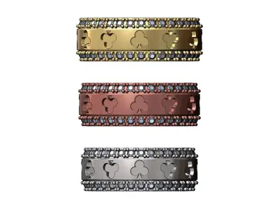 Clubs diamond sides cigar band US sizes 7 8 9 3D print model